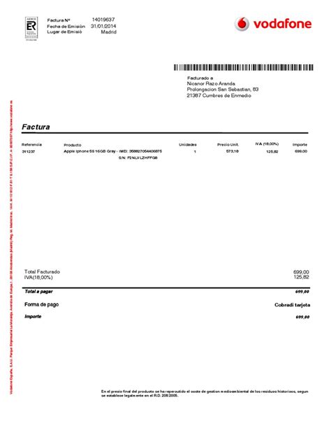 Iphone 5s factura PenalbaWeb.com