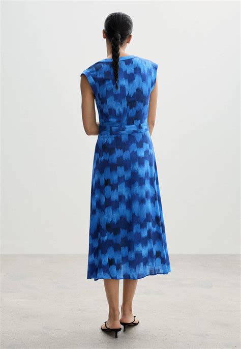 Vestido mango pedreria azul PenalbaWeb.com
